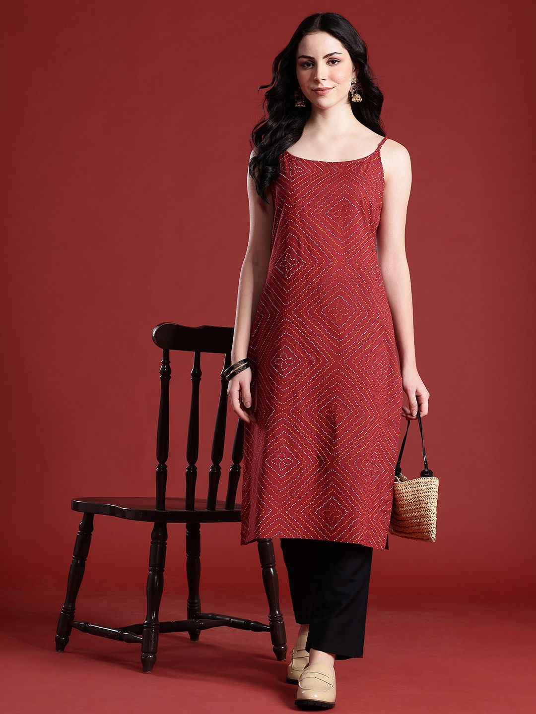 Anouk Women Bandhani Print Pure Cotton Kurta