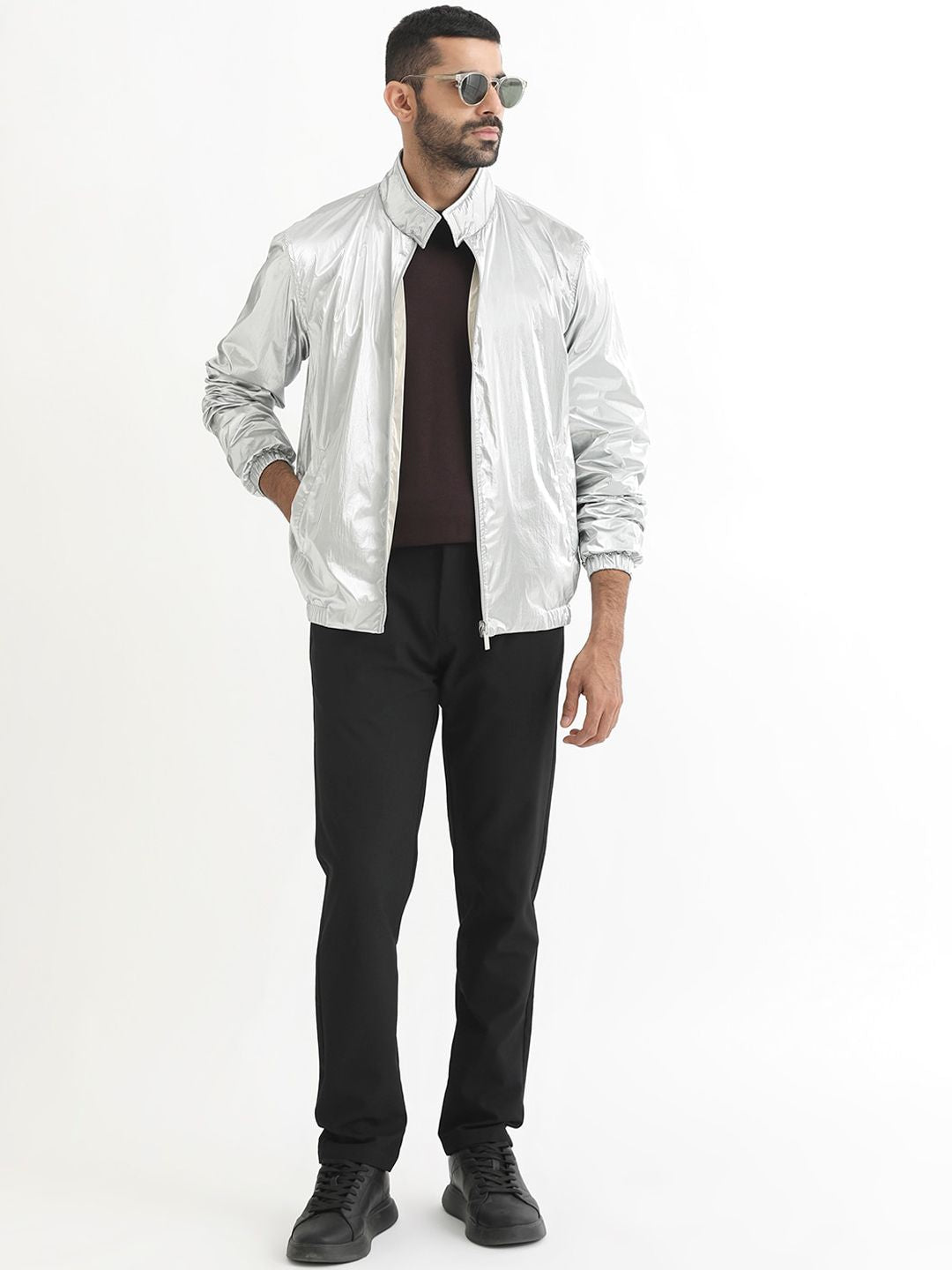 RARE RABBIT Men Adler Tailored Fit Stand Collar Reversible Jacket