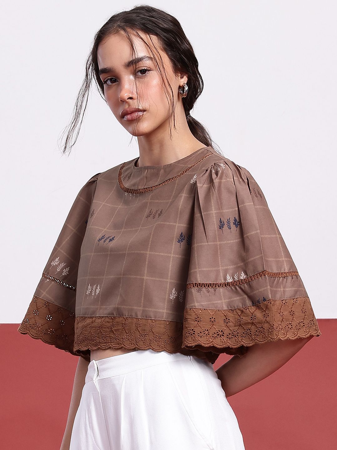 DressBerry Printed Schiffli Crop Top