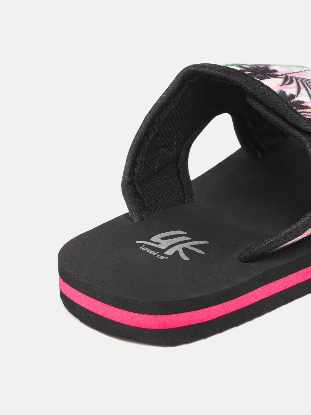 YK Boys White & Black Tropical Printed Sliders