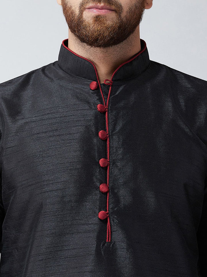 SOJANYA Lelaki Black Woven Design Straight Kurta