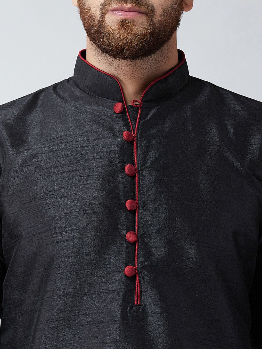 SOJANYA Lelaki Black Woven Design Straight Kurta