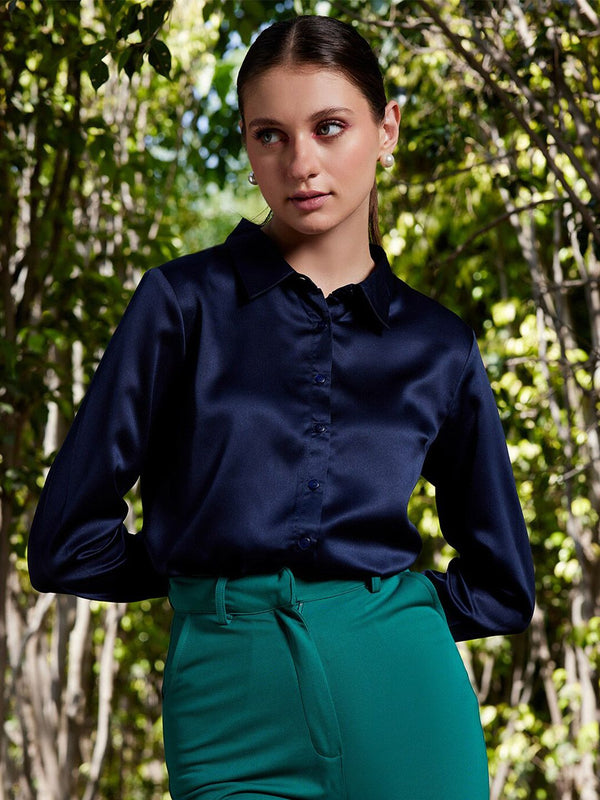 WORK IT by STREET 9 Comfort Fit Satin Casual Shirt