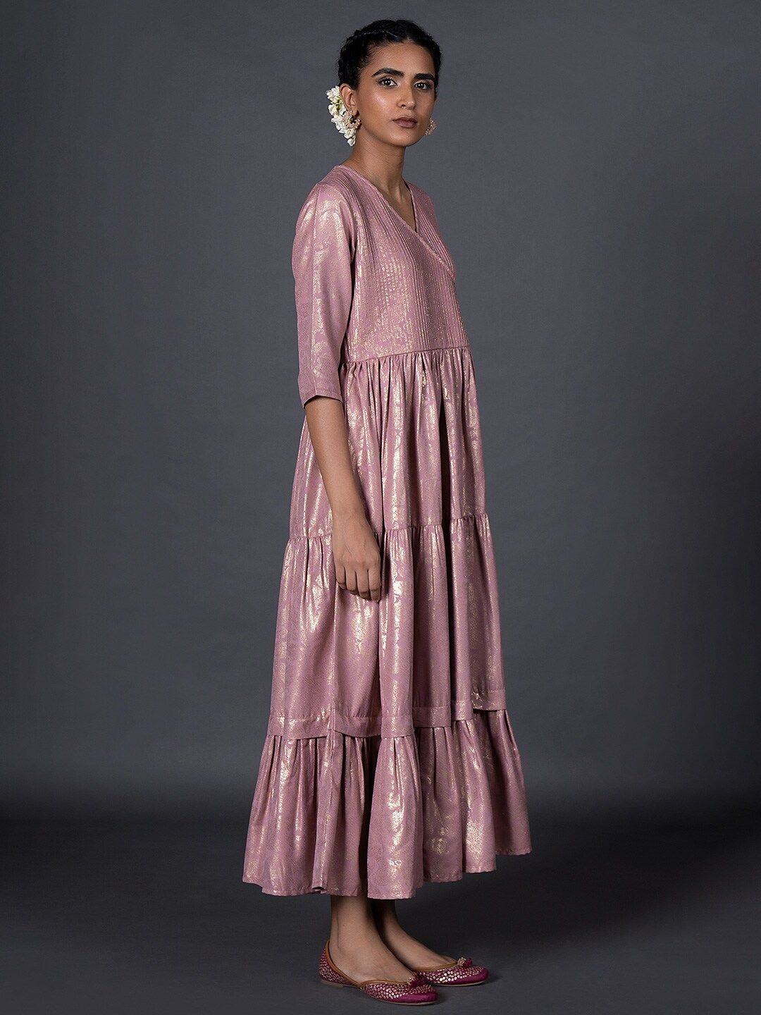 W Purple Ethnic Maxi Midi Dress