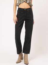 DressBerry Women Denim Duty Barrel Fit Cropped Jeans
