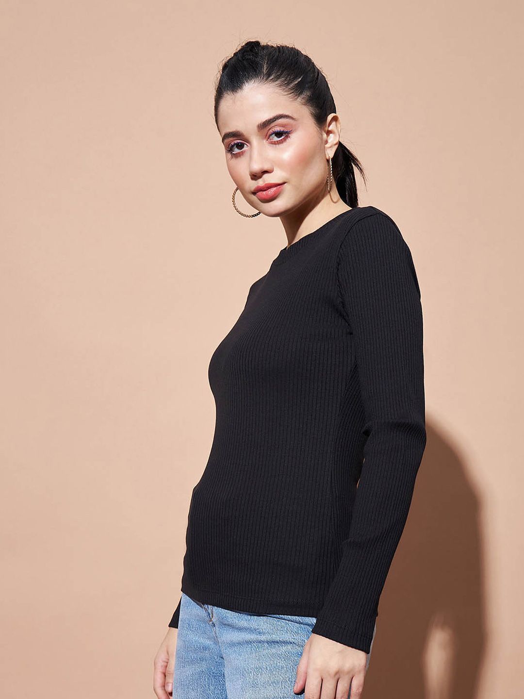 SASSAFRAS BASICS Ribbed Long Sleeves Cotton Top