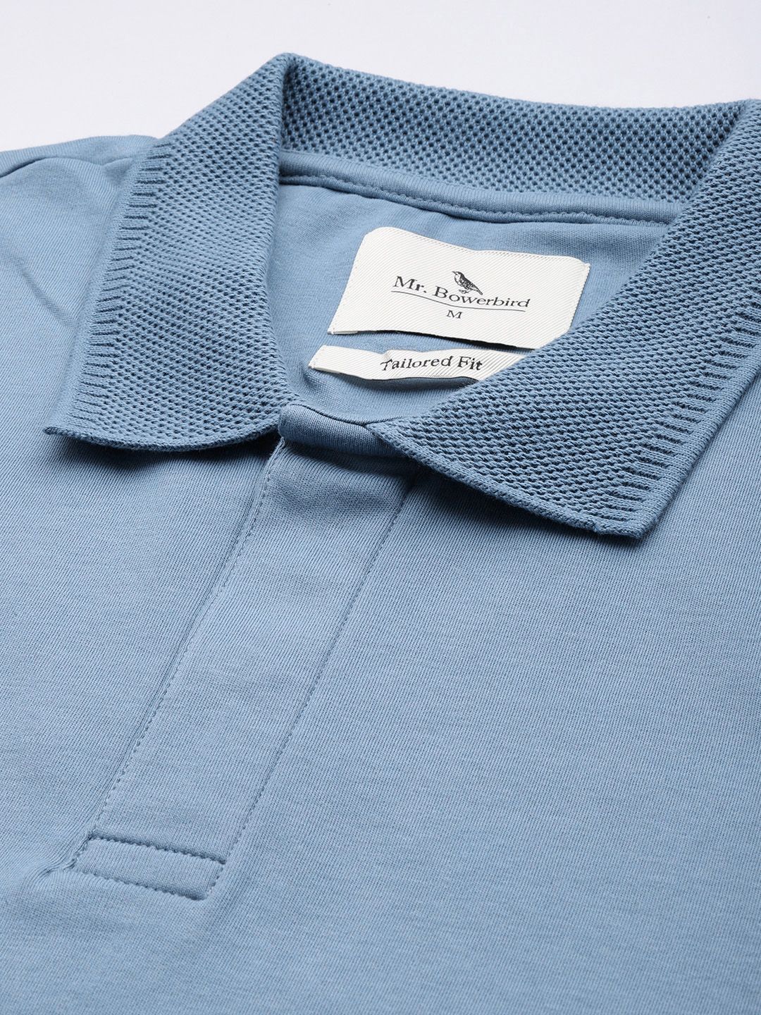 Mr Bowerbird Solid Tailored Fit Polo Collar Pure Cotton T-shirt
