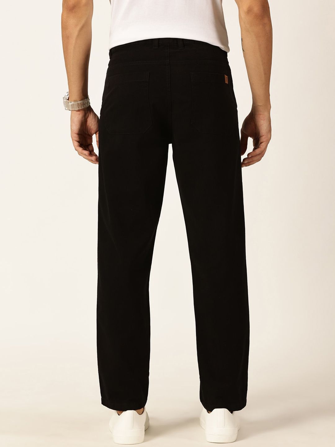 Thomas Scott Men Smart Straight Fit Mid-Rise Easy Wash Pure Cotton Chinos Trousers