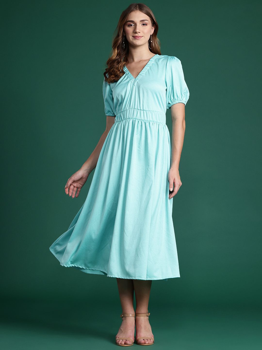 DressBerry Cinched Waist A-Line Midi Dress