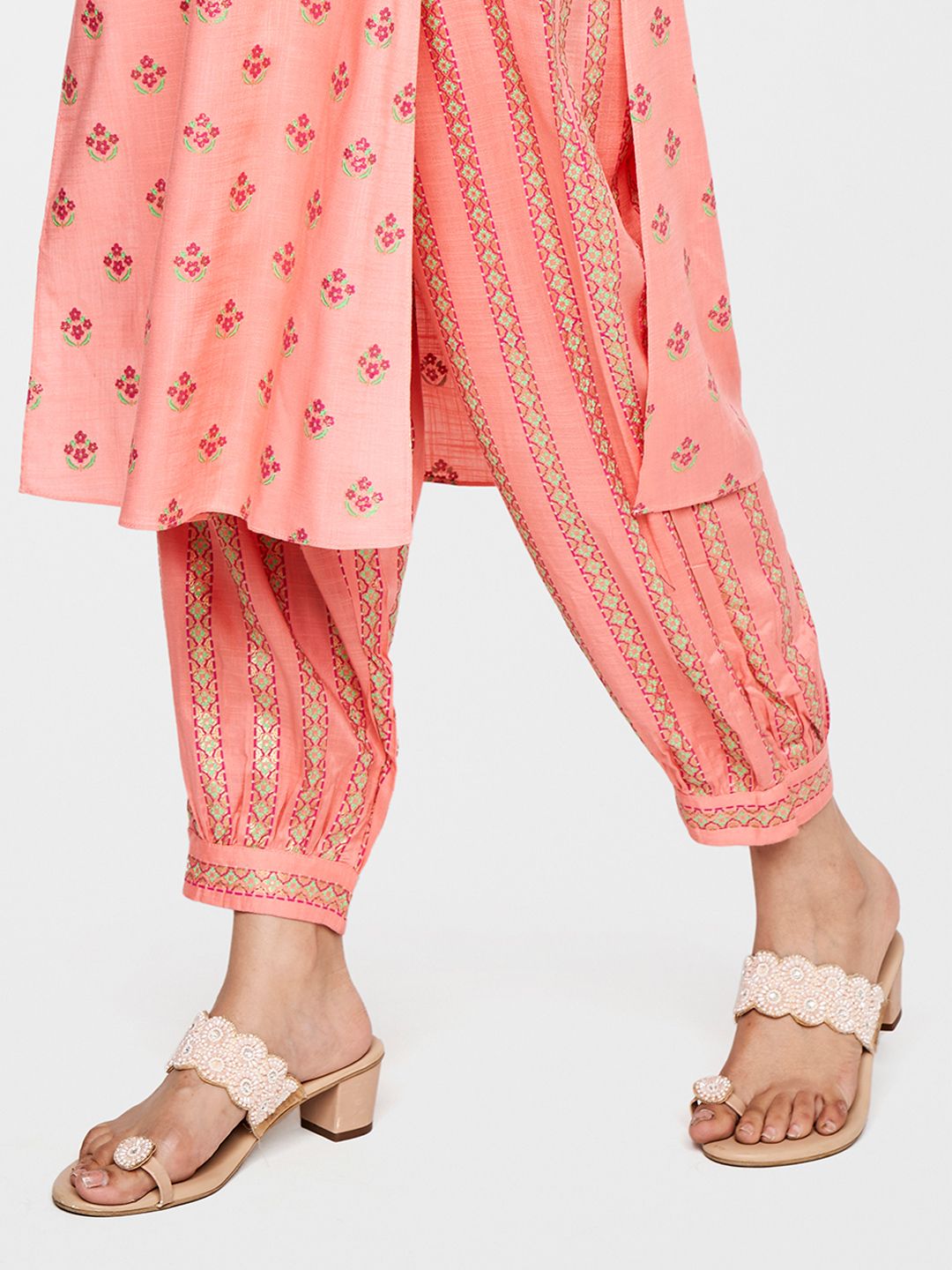 Global Desi Floral Printed Kurta with Dhoti Pant Set