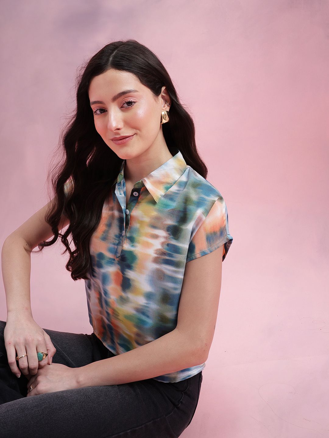 DressBerry Dyed Extended Sleeves Shirt Style Top