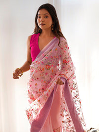 Saree mall Floral Embroidered Organza Saree