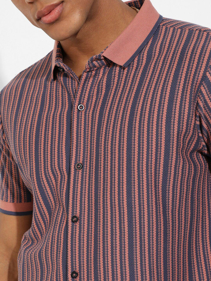 Campus Sutra Striped Classic Cotton Casual Shirt