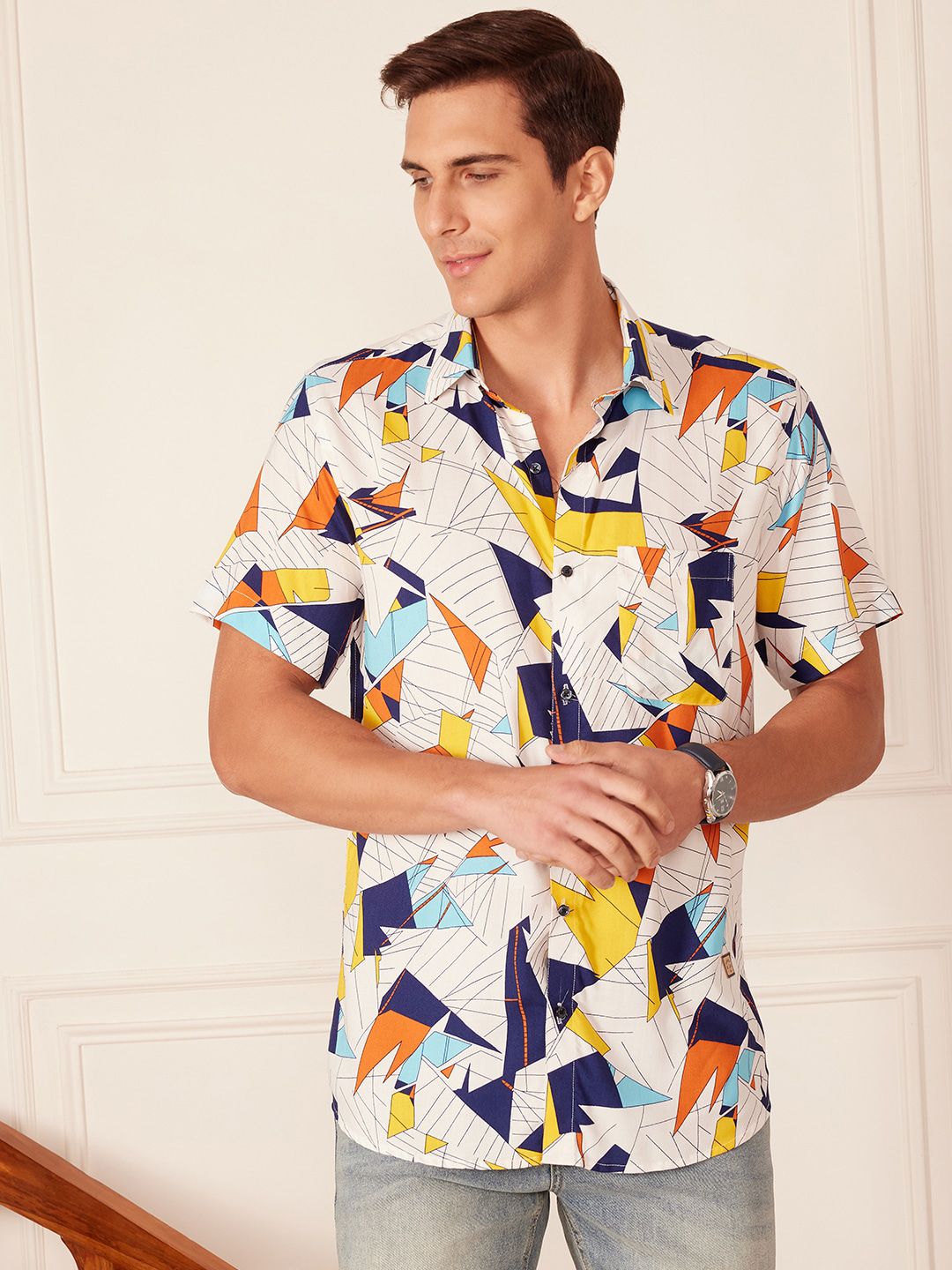 DENNISON  Smart Block Printed Casual Shirt