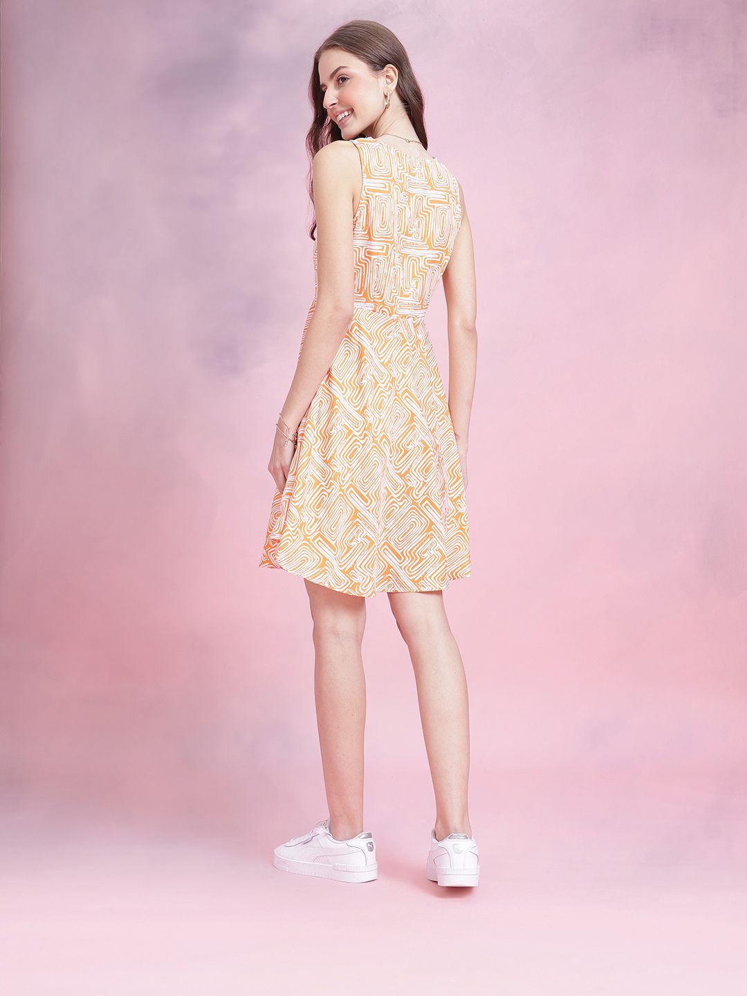 DressBerry Geometric Fit & Flare Dress