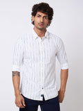 SPYKAR Vertical Striped Spread Collar Long Sleeves Cotton Casual Shirt