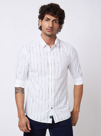 SPYKAR Vertical Striped Spread Collar Long Sleeves Cotton Casual Shirt