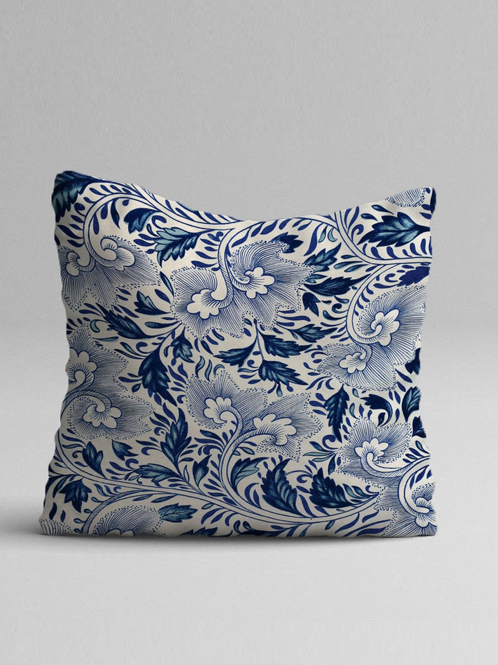 STITCHNEST Blue & Off White Set of 5 Ethnic Motifs Square Cushion Covers