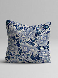 STITCHNEST Blue & Off White Set of 5 Ethnic Motifs Square Cushion Covers
