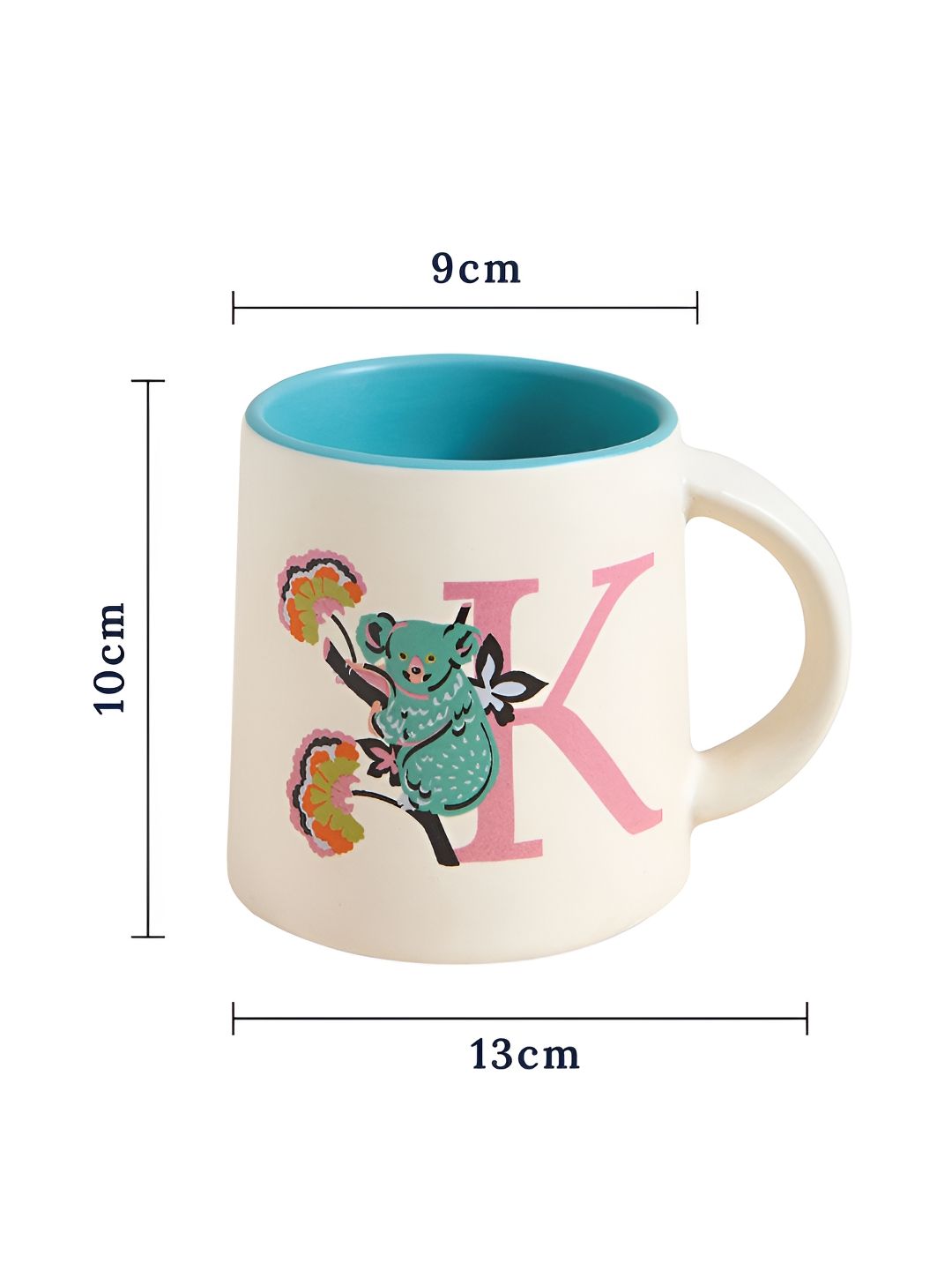 Chumbak Off White & Blue Printed Ceramic Glossy Mug 300 ml