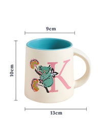Chumbak Off White & Blue Printed Ceramic Glossy Mug 300 ml