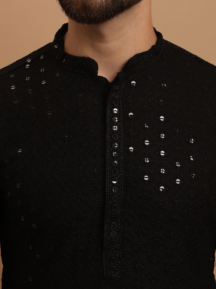 SOJANYA Ethnic Embroidered Sequinned Pure Cotton Kurta & Churidar With Nehru Jacket