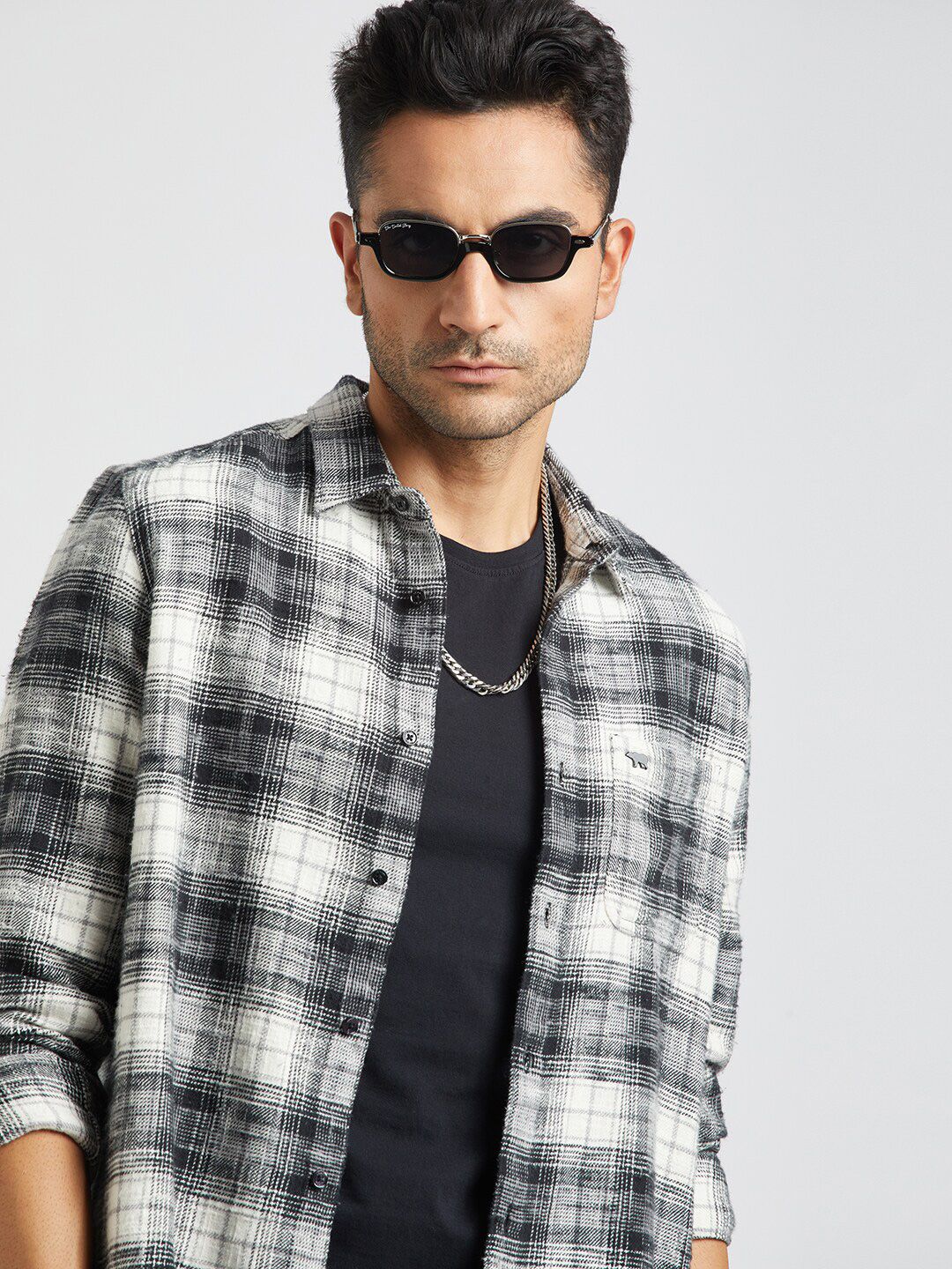 THE BEAR HOUSE Slim Fit Tartan Checked Flannel Pure Cotton Casual Shirt
