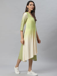 W Green Dyed A-Line Dress