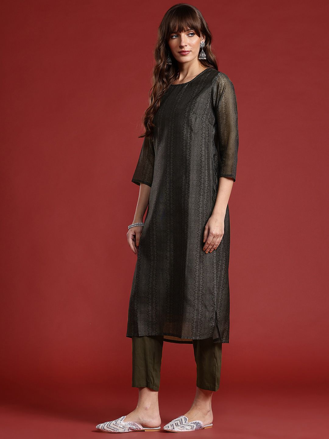 Anouk Women Ethnic Motifs Printed Regular Kurta with Trousers & With Dupatta
