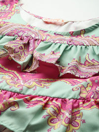 DressBerry Ethnic Print Ruffles Top