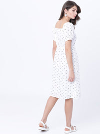Pakaian A-Line Bercetak Polka Dot Putih Tokyo Talkies Wanita