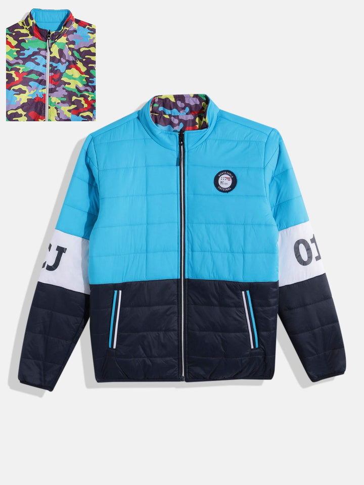 Monte Carlo Boys Camouflage Print & Colourblocked Reversible Padded Jacket