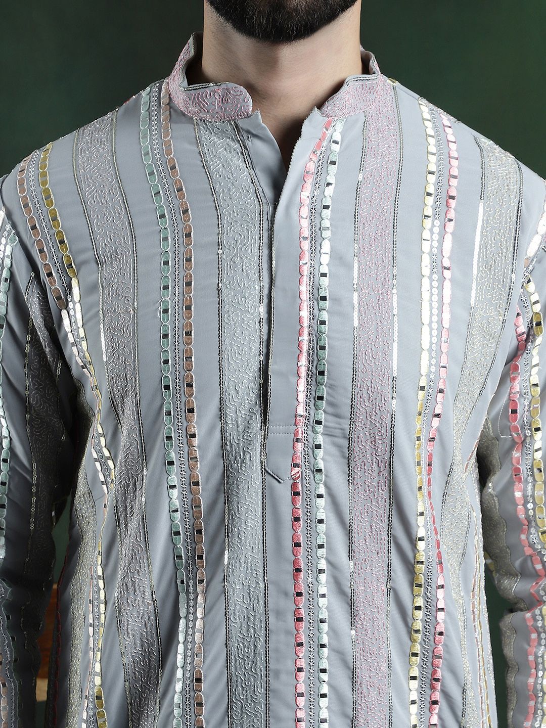 SOJANYA LUXE Embroidered Regular Sequinned Kurta with Pyjama