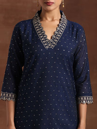Libas Floral Yoke Design Straight Kurta & Trousers With Dupatta