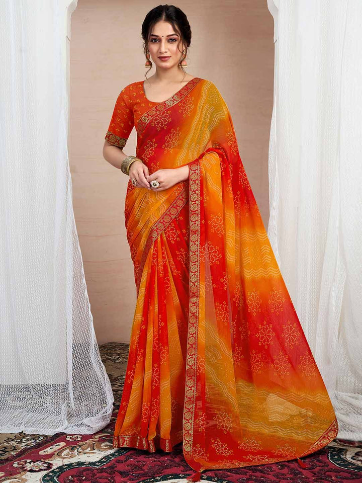 KALINI Bandhani Pure Chiffon Saree