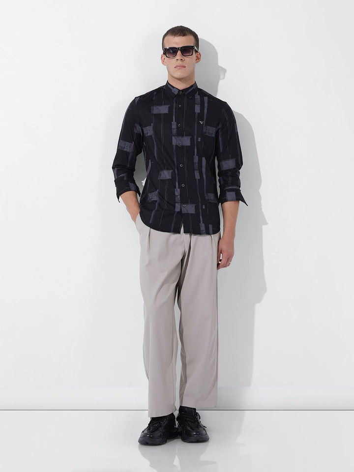The Indian Garage Co Men Slim Fit Textured Party Shirt