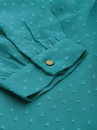 all about you Women Sea Green Self Designed Dobby Regular Top
