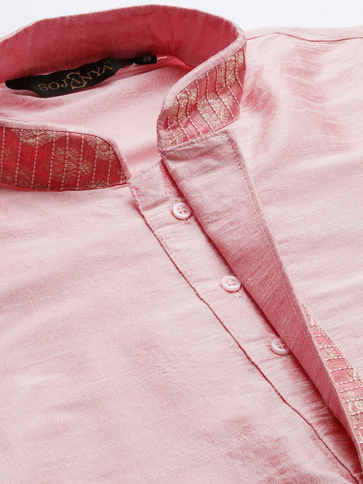 SOJANYA Kurta Lurus Pepejal Merah Jambu Lelaki