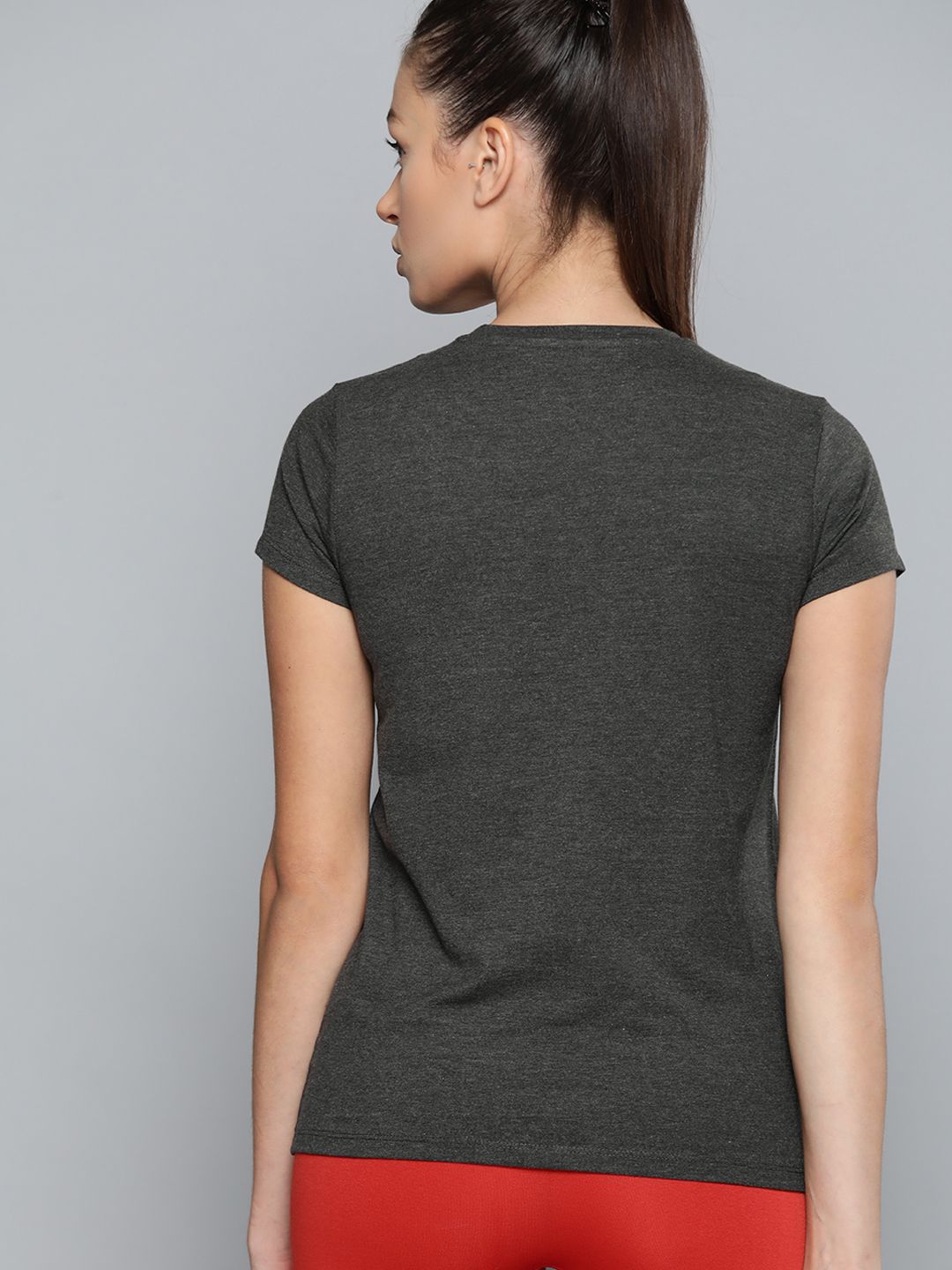 HRX By Hrithik Roshan Yoga Women Anthra Melange Typography  Sustainable Tshirt
