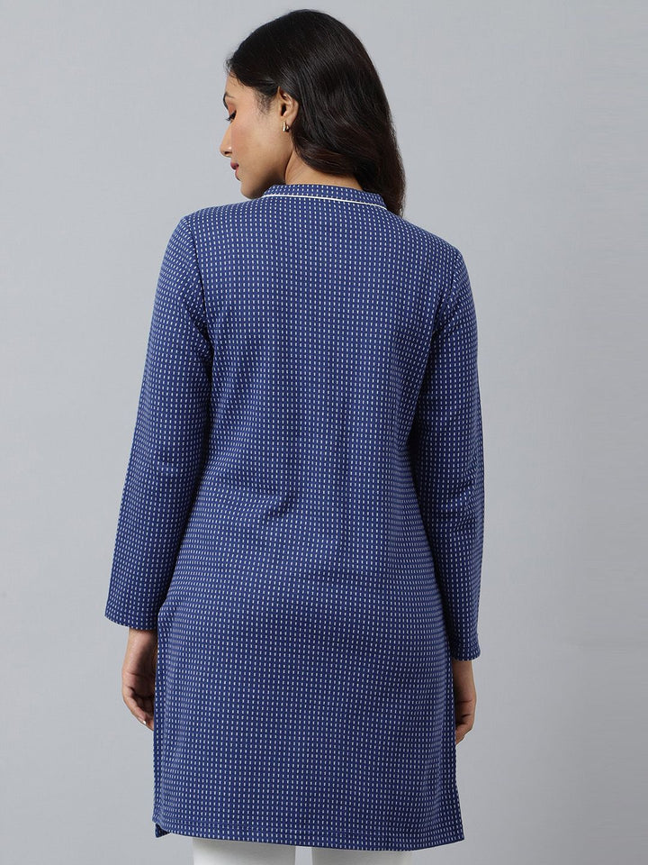 AURELIA Women Blue & White Checked Kurta