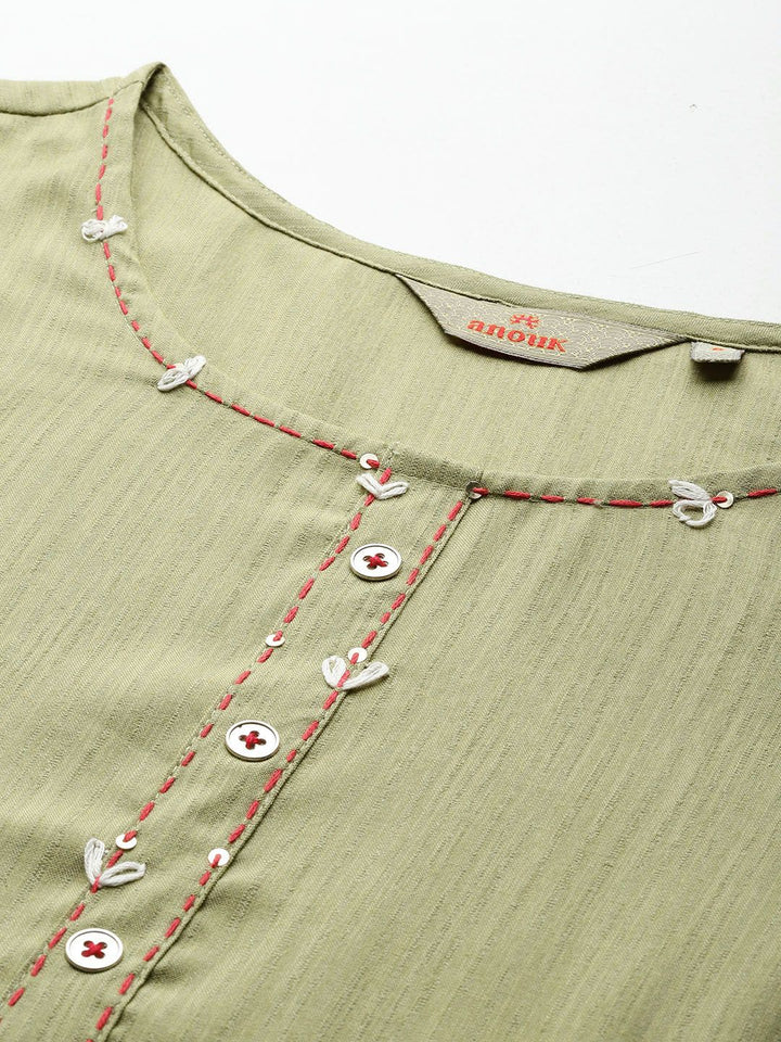 Anouk Thread Work Straight Kurta