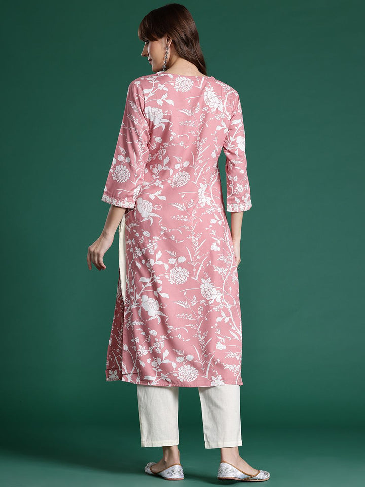 Indo Era Floral Embroidered Thread Work Kurta