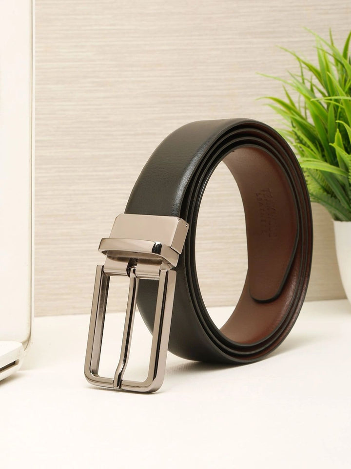 Teakwood Leathers Men Textured Leather Reversible Belt