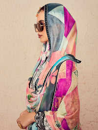 Indo Era Women Floral Printed Regular Thread Work Kurta with Trousers & With Dupatta