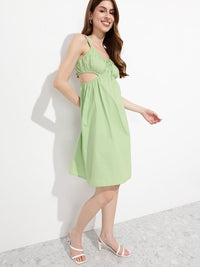 DressBerry Leaf Motif Midriff Reveal A-Line Dress