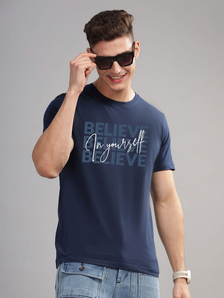 ADRO Men Typography Printed Applique T-shirt