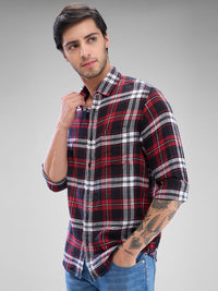 SPYKAR Men Tartan Checks Spread Collar Slim Fit Casual Shirt