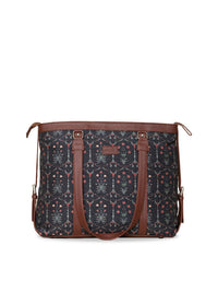 ZOUK Women Ethnic Motifs Printed Laptop Structured Hobo Bag
