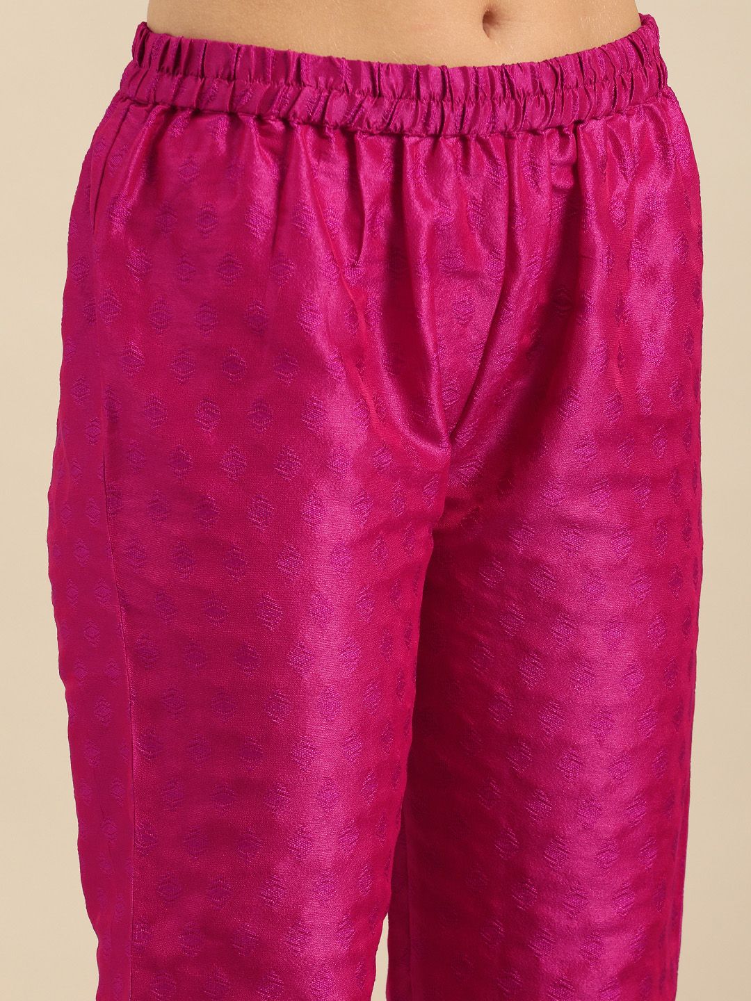 Varanga Women Magenta & Gold-Toned Embroidered Kurta with Trousers & Dupatta