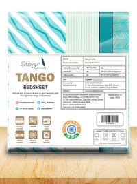 Story@home Tango Blue & Black Floral Microfiber King Bedsheet with 2 Pillow Covers